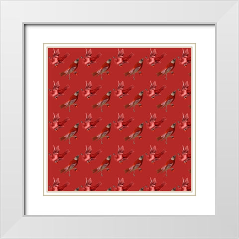 Red Bird Christmas Collection I White Modern Wood Framed Art Print with Double Matting by Studio W