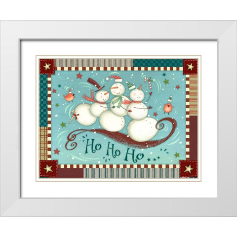 Sledding Snowmen Collection A White Modern Wood Framed Art Print with Double Matting by Eisner, Viv