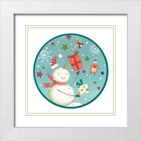 Sledding Snowmen Collection C White Modern Wood Framed Art Print with Double Matting by Eisner, Viv