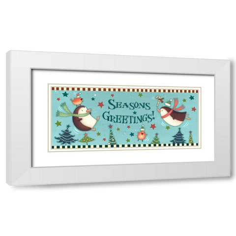 Sledding Snowmen Collection D White Modern Wood Framed Art Print with Double Matting by Eisner, Viv