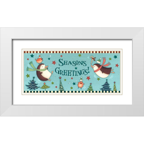 Sledding Snowmen Collection D White Modern Wood Framed Art Print with Double Matting by Eisner, Viv
