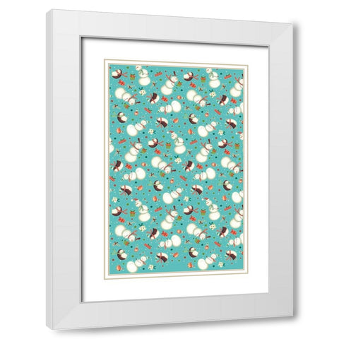 Sledding Snowmen Collection E White Modern Wood Framed Art Print with Double Matting by Eisner, Viv