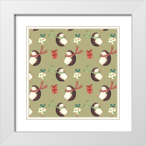 Sledding Snowmen Collection F White Modern Wood Framed Art Print with Double Matting by Eisner, Viv