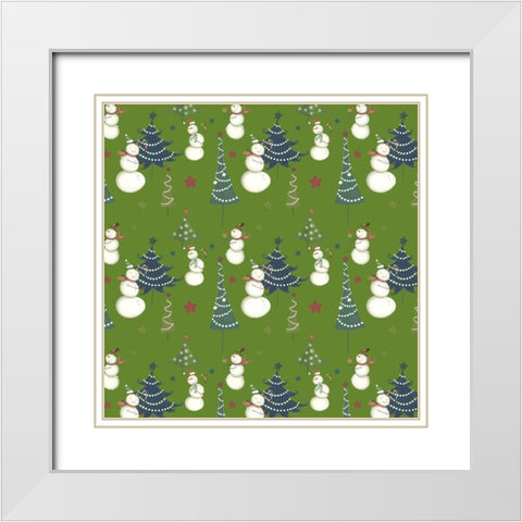 Sledding Snowmen Collection G White Modern Wood Framed Art Print with Double Matting by Eisner, Viv