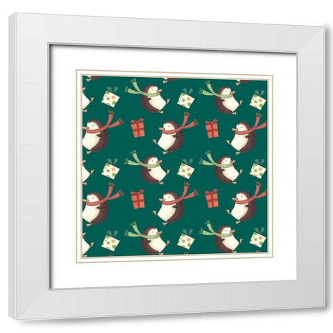 Sledding Snowmen Collection H White Modern Wood Framed Art Print with Double Matting by Eisner, Viv
