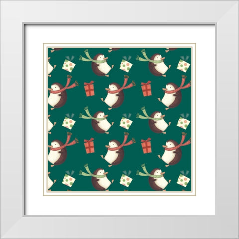 Sledding Snowmen Collection H White Modern Wood Framed Art Print with Double Matting by Eisner, Viv