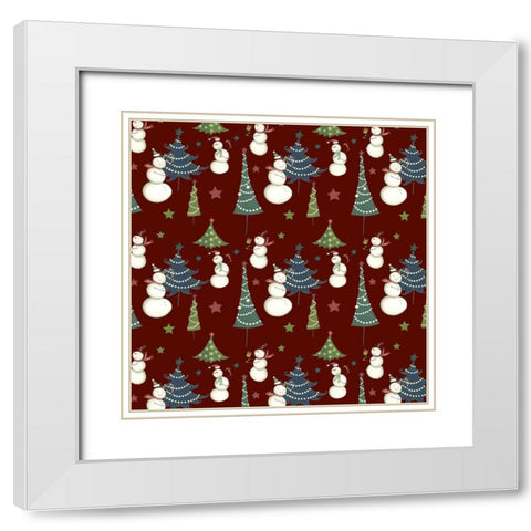 Sledding Snowmen Collection I White Modern Wood Framed Art Print with Double Matting by Eisner, Viv