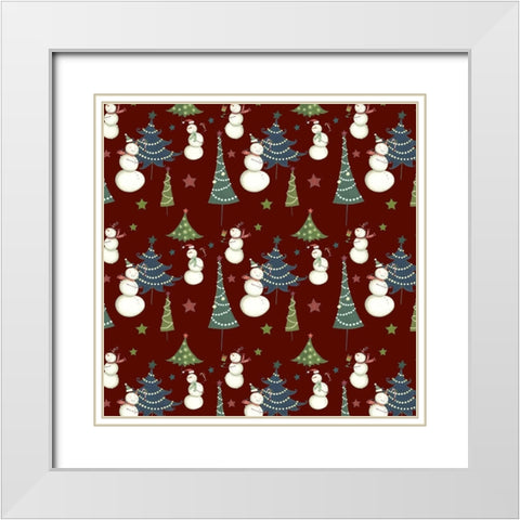 Sledding Snowmen Collection I White Modern Wood Framed Art Print with Double Matting by Eisner, Viv