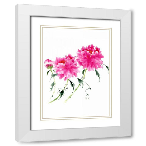 Peonies in Pink III White Modern Wood Framed Art Print with Double Matting by Parker, Nan Rae