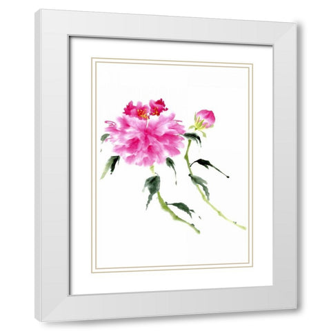 Peonies in Pink IV White Modern Wood Framed Art Print with Double Matting by Parker, Nan Rae