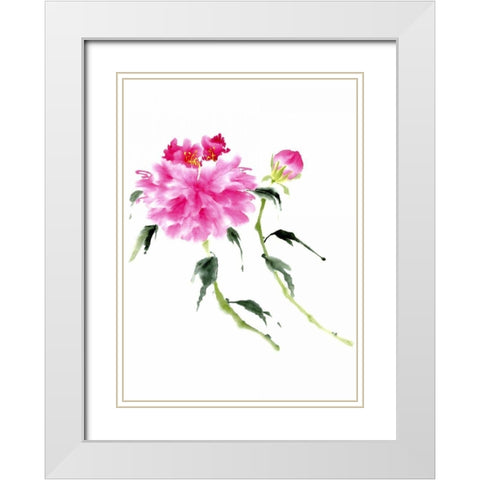 Peonies in Pink IV White Modern Wood Framed Art Print with Double Matting by Parker, Nan Rae