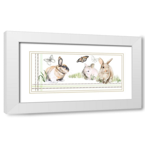 English Bunnies Collection D White Modern Wood Framed Art Print with Double Matting by Parker, Jennifer Paxton
