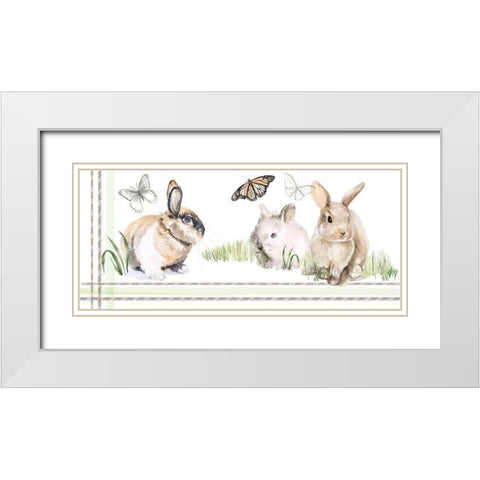 English Bunnies Collection D White Modern Wood Framed Art Print with Double Matting by Parker, Jennifer Paxton