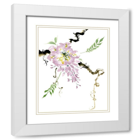 First Blossom White Modern Wood Framed Art Print with Double Matting by Parker, Nan Rae