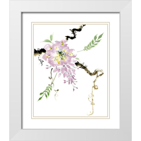 First Blossom White Modern Wood Framed Art Print with Double Matting by Parker, Nan Rae