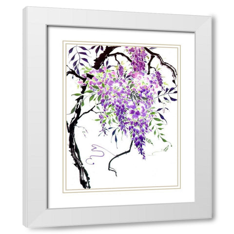Wisteria Garden I White Modern Wood Framed Art Print with Double Matting by Parker, Nan Rae