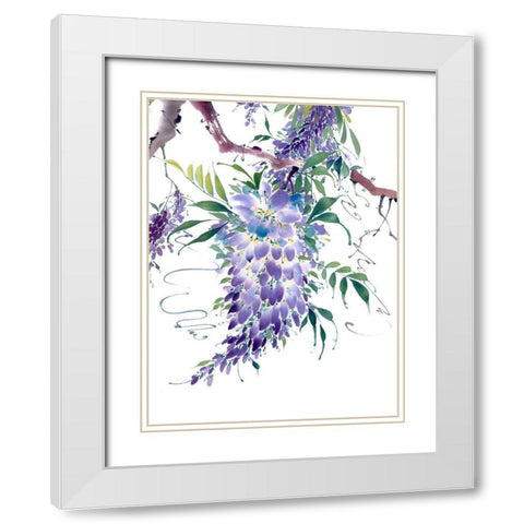 Wisteria Garden II White Modern Wood Framed Art Print with Double Matting by Parker, Nan Rae