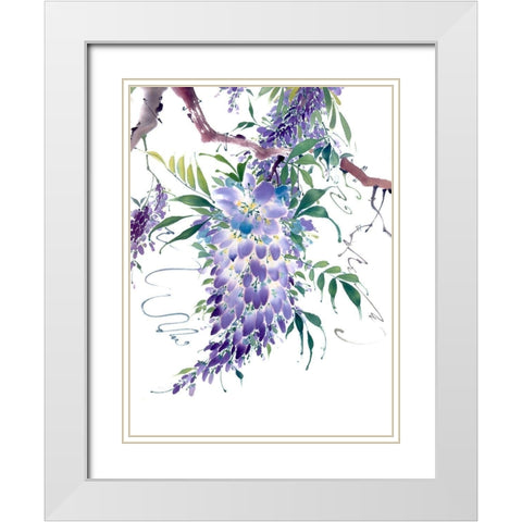Wisteria Garden II White Modern Wood Framed Art Print with Double Matting by Parker, Nan Rae