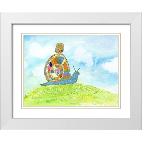 Meadow Snail White Modern Wood Framed Art Print with Double Matting by Blixt, Ingrid