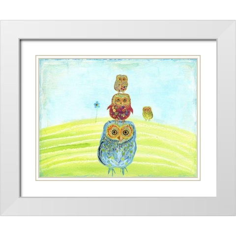 Owl Totem White Modern Wood Framed Art Print with Double Matting by Blixt, Ingrid