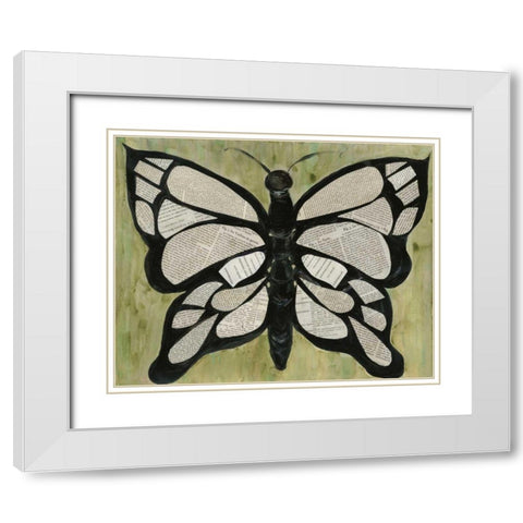 Butterfly Text White Modern Wood Framed Art Print with Double Matting by Choate, Lisa