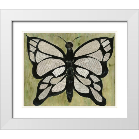 Butterfly Text White Modern Wood Framed Art Print with Double Matting by Choate, Lisa