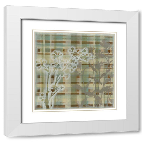 Tartan Floral I White Modern Wood Framed Art Print with Double Matting by Meagher, Megan