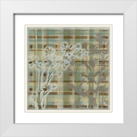 Tartan Floral I White Modern Wood Framed Art Print with Double Matting by Meagher, Megan