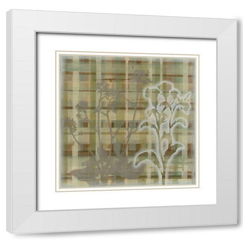 Tartan Floral II White Modern Wood Framed Art Print with Double Matting by Meagher, Megan