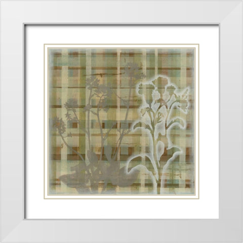 Tartan Floral II White Modern Wood Framed Art Print with Double Matting by Meagher, Megan