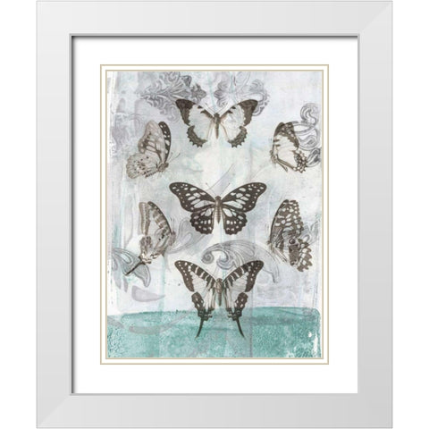 Butterflies and Filigree I White Modern Wood Framed Art Print with Double Matting by Goldberger, Jennifer