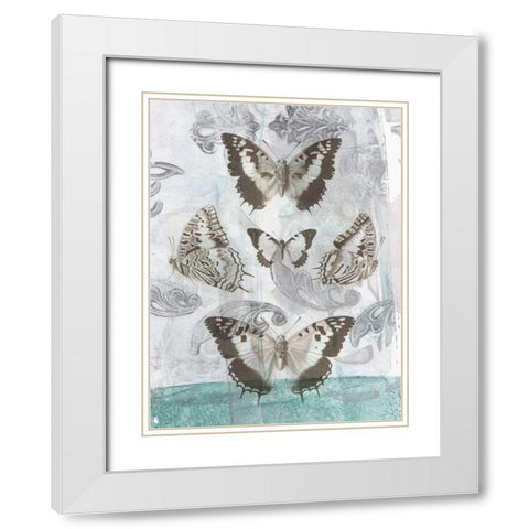 Butterflies and Filigree II White Modern Wood Framed Art Print with Double Matting by Goldberger, Jennifer