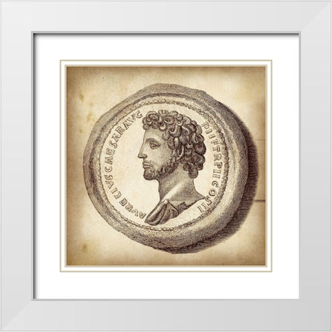 Cus. Antique Roman Coins VI A - LIB White Modern Wood Framed Art Print with Double Matting by Unknown