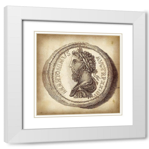 Cus. Antique Roman Coins VI C - LIB White Modern Wood Framed Art Print with Double Matting by Unknown
