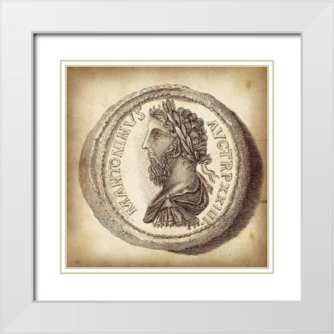 Cus. Antique Roman Coins VI C - LIB White Modern Wood Framed Art Print with Double Matting by Unknown