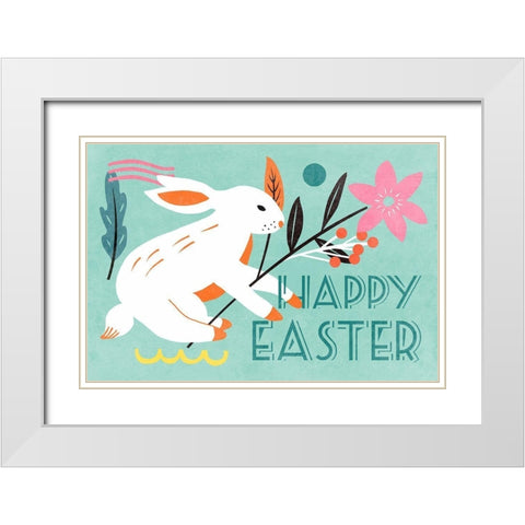 Easter Bunnies Collection A White Modern Wood Framed Art Print with Double Matting by Wang, Melissa