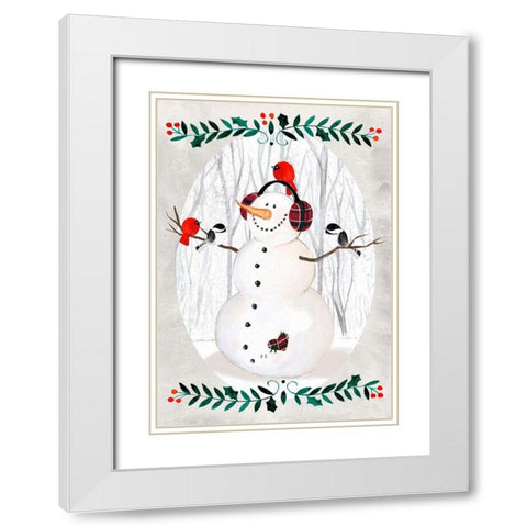 Folk Snowman Forest Collection B White Modern Wood Framed Art Print with Double Matting by Parker, Jennifer Paxton