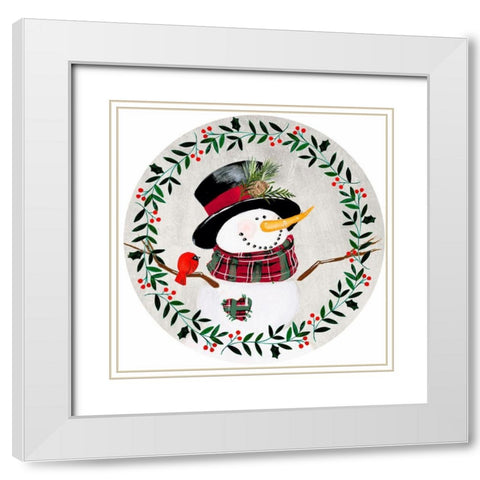 Folk Snowman Forest Collection C White Modern Wood Framed Art Print with Double Matting by Parker, Jennifer Paxton