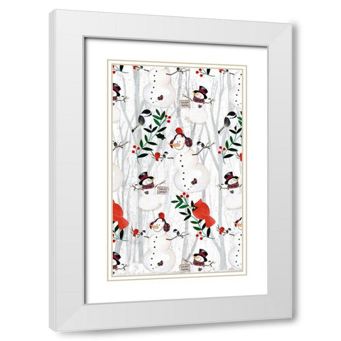 Folk Snowman Forest Collection E White Modern Wood Framed Art Print with Double Matting by Parker, Jennifer Paxton