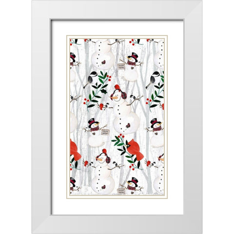 Folk Snowman Forest Collection E White Modern Wood Framed Art Print with Double Matting by Parker, Jennifer Paxton