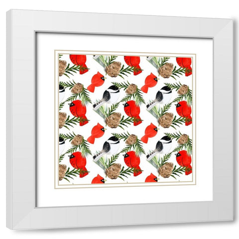 Folk Snowman Forest Collection H White Modern Wood Framed Art Print with Double Matting by Parker, Jennifer Paxton