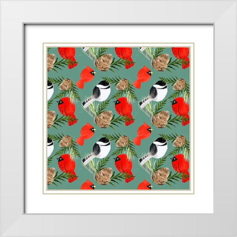 Folk Snowman Forest Collection I White Modern Wood Framed Art Print with Double Matting by Parker, Jennifer Paxton