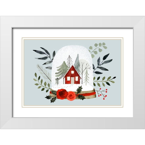 Snow Globe Village Collection A White Modern Wood Framed Art Print with Double Matting by Barnes, Victoria