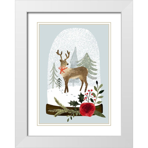 Snow Globe Village Collection B White Modern Wood Framed Art Print with Double Matting by Barnes, Victoria