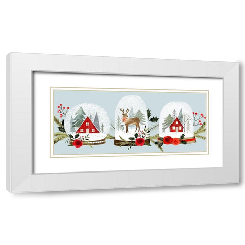 Snow Globe Village Collection D White Modern Wood Framed Art Print with Double Matting by Barnes, Victoria