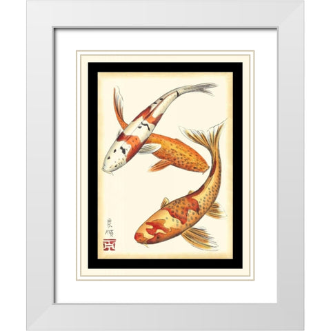 Koi Fish I White Modern Wood Framed Art Print with Double Matting by Zarris, Chariklia