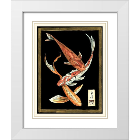 Koi Fish on Black II White Modern Wood Framed Art Print with Double Matting by Zarris, Chariklia