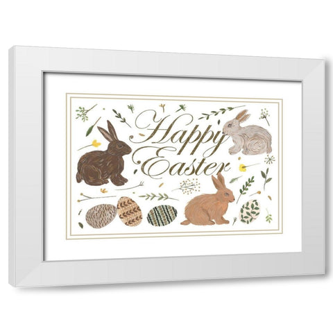 Happy Bunny Day Collection A White Modern Wood Framed Art Print with Double Matting by Wang, Melissa