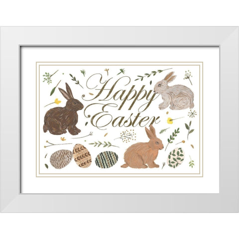 Happy Bunny Day Collection A White Modern Wood Framed Art Print with Double Matting by Wang, Melissa