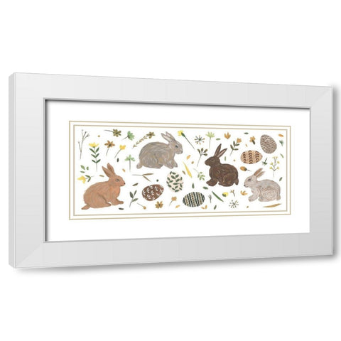 Happy Bunny Day Collection D White Modern Wood Framed Art Print with Double Matting by Wang, Melissa